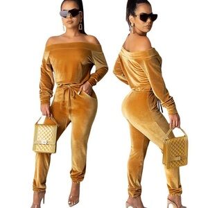 Chic Off-Shoulder Gold Jumpsuit
